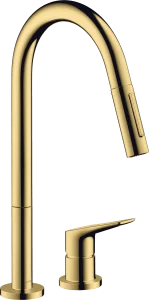 Axor Citterio M 2-hole Single Lever Kitchen Mixer 220 With Pull-out Spray Gold Polished