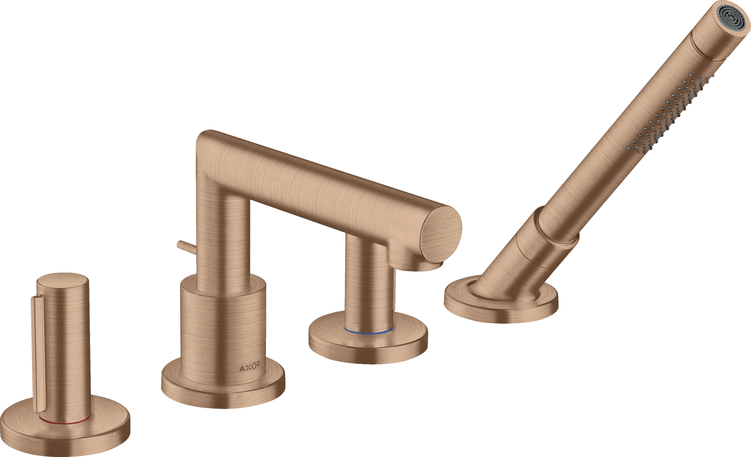 Axor Uno 4-hole Rim-mounted Bath Mixer With Zero Handles Brushed Red Gold