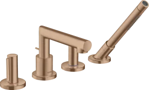 Axor Uno 4-hole Rim-mounted Bath Mixer With Zero Handles Brushed Red Gold