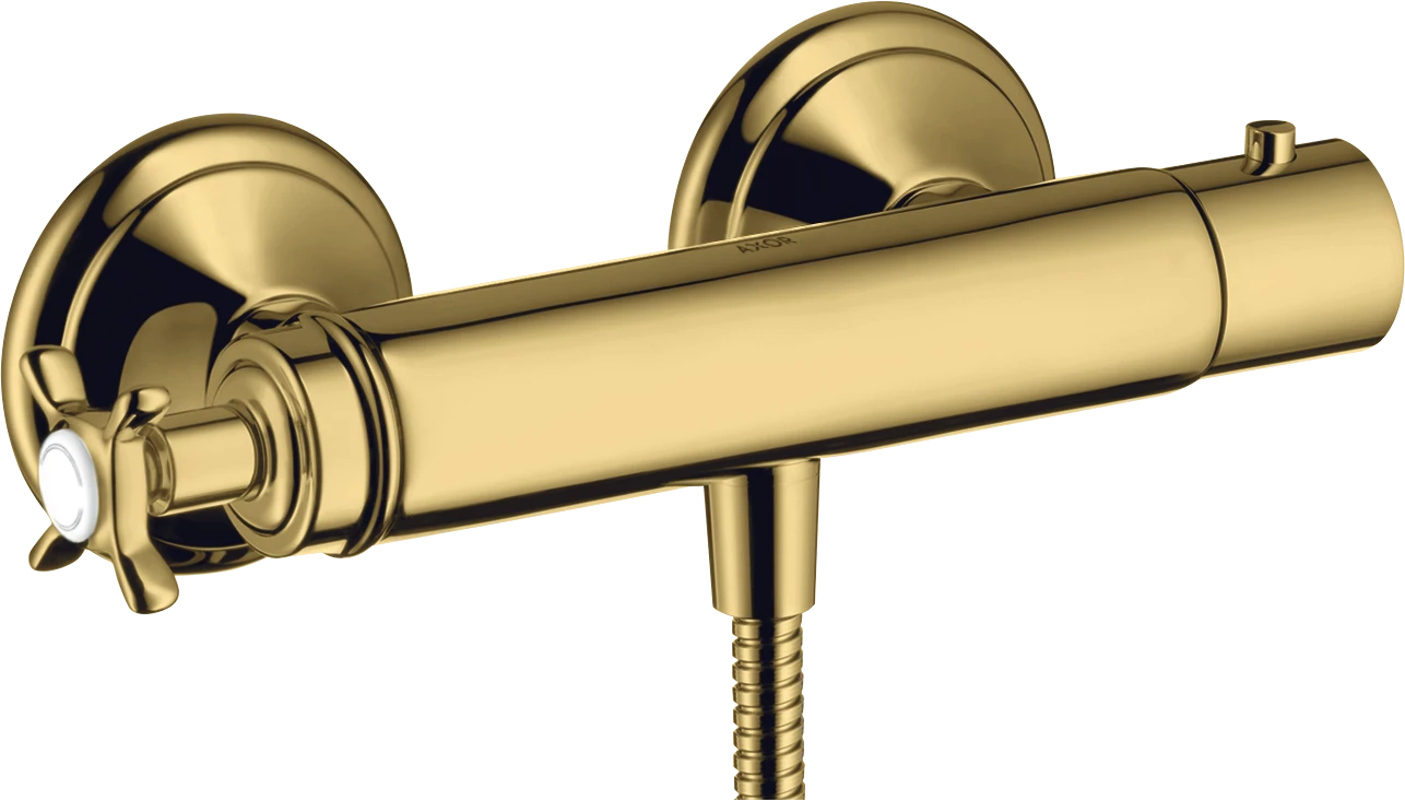 Axor Montreux Thermostatic Shower Mixer For Exposed Installation With Cross Handle Gold Polished