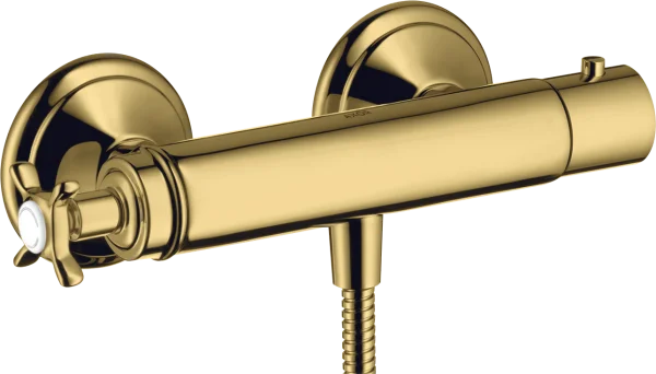 Axor Montreux Thermostatic Shower Mixer For Exposed Installation With Cross Handle Gold Polished