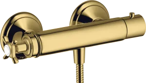 Axor Montreux Thermostatic Shower Mixer For Exposed Installation With Cross Handle Gold Polished