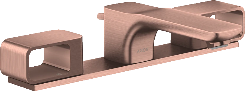 Axor Urquiola 3-hole Basin Mixer 50 With Plate And Pop-up Waste Brushed Red Gold