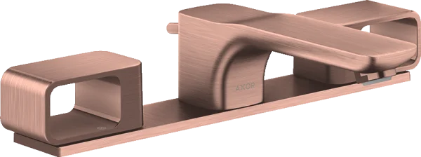 Axor Urquiola 3-hole Basin Mixer 50 With Plate And Pop-up Waste Brushed Red Gold