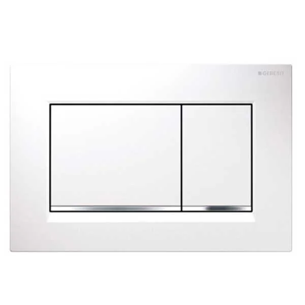 Geberit Sigma30 Square Flush Plate For Dual Flush - White With Gloss Chrome Detail