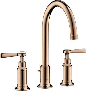 Axor Montreux 3-hole Basin Mixer 180 With Lever Handles And Pop-up Waste Polished Red Gold
