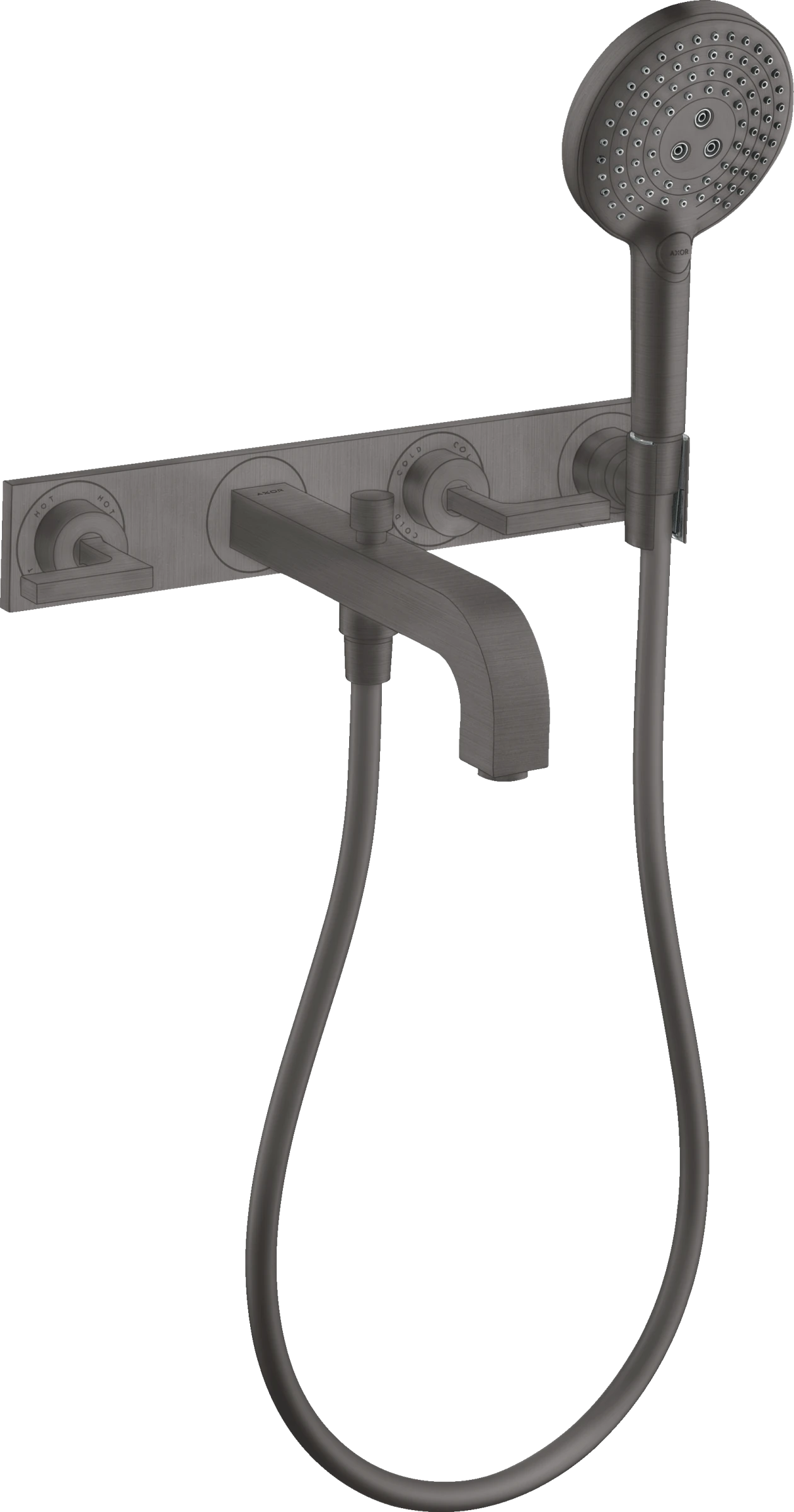 Axor Citterio 3-hole Bath Mixer For Concealed Installation Wall-mounted With Lever Handles And Plate Brushed Black Chrome