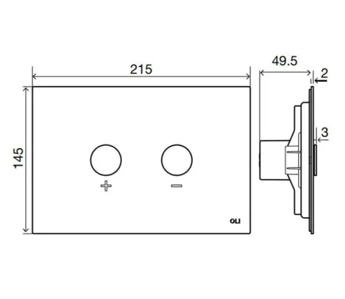 Blink Pneumatic Dual Flush Plate Brushed Brass RT technical drawing - Image 2