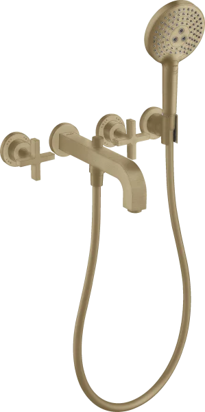 Axor Citterio 3-hole Bath Mixer For Concealed Installation Wall-mounted With Cross Handles And Escutcheons Brushed Bronze