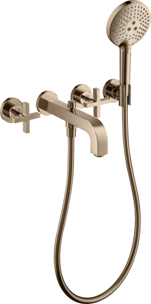 Axor Citterio 3-hole Bath Mixer For Concealed Installation Wall-mounted With Cross Handles And Escutcheons Polished Red Gold