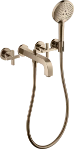 Axor Citterio 3-hole Bath Mixer For Concealed Installation Wall-mounted With Cross Handles And Escutcheons Polished Red Gold