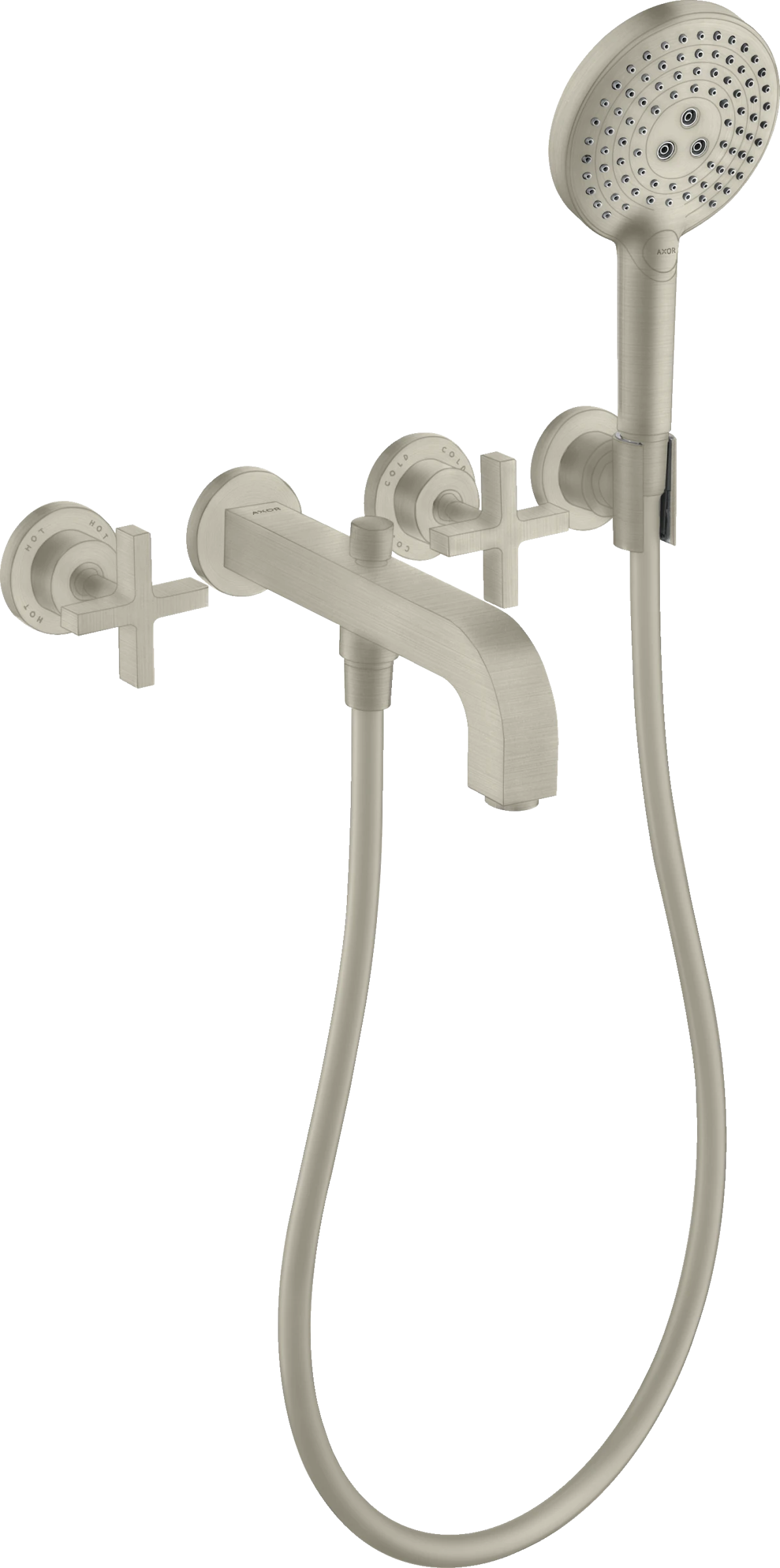 Axor Citterio 3-hole Bath Mixer For Concealed Installation Wall-mounted With Cross Handles And Escutcheons Brushed Nickel
