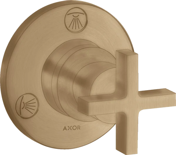 Axor Citterio Shut-off / Diverter Valve Trio / Quattro Finish Set With Cross Handle Brushed Bronze