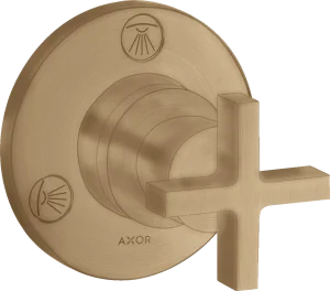 Axor Citterio Shut-off / Diverter Valve Trio / Quattro Finish Set With Cross Handle Brushed Bronze