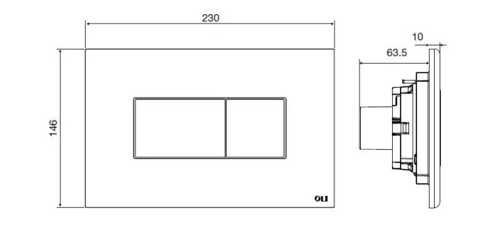 Oli Karisma Pneumatic Dual Flush Plate White RT technical drawing - Image 3