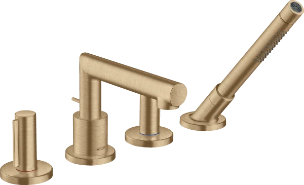 Axor Uno 4-hole Rim-mounted Bath Mixer With Zero Handles Brushed Bronze