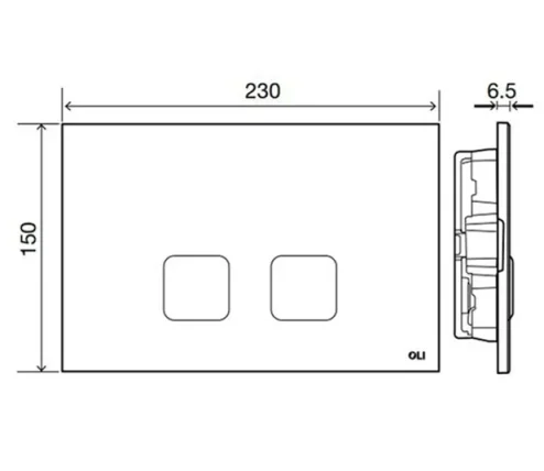 Oli Plain Dual Control Plate White Mechanical TD technical drawing - Image 2