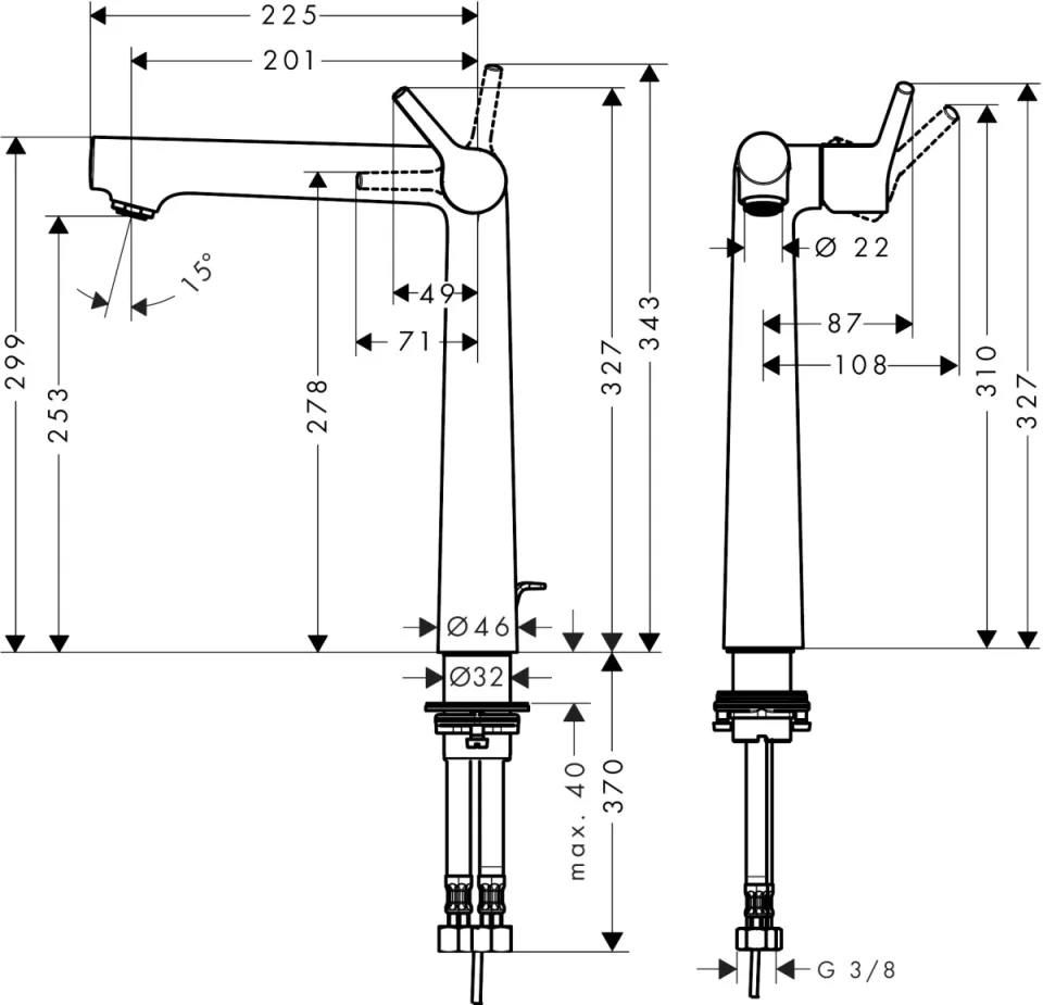 Hansgrohe Talis S Manual Mixers 500 X 266 X 130mm Chrome detail view - Image 2
