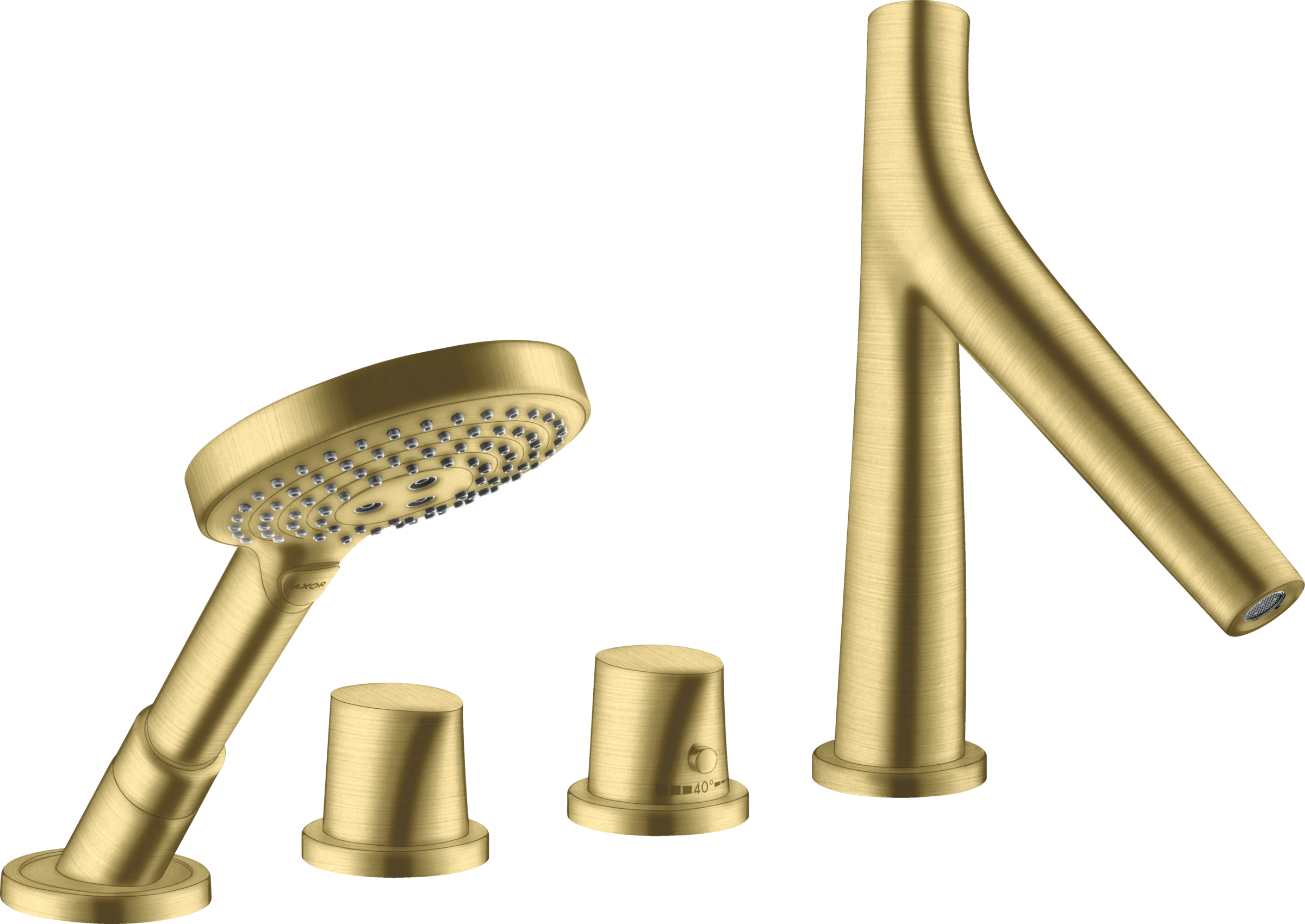 Axor Starck Organic 4-hole Rim-mounted Thermostatic Bath Mixer Brushed Brass