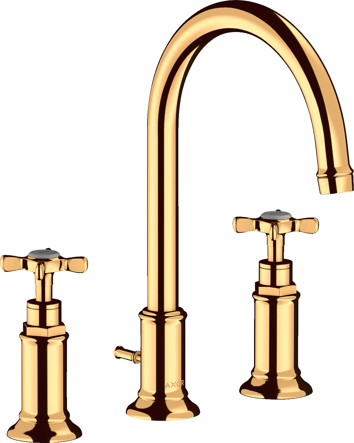 Axor Montreux 3-hole Basin Mixer 180 With Cross Handles And Pop-up Waste Gold Polished