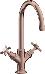 Axor Montreux 2-handle Basin Mixer 210 With Cross Handles And Pop-up Waste Polished Red Gold