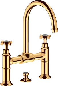 Axor Montreux 2-handle Basin Mixer 220 With Cross Handles And Pop-up Waste Gold Polished