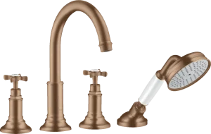 Axor Montreux 4-hole Tile Mounted Bath Mixer With Cross Handles Brushed Red Gold
