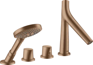 Axor Starck Organic 4-hole Tile Mounted Thermostatic Bath Mixer Brushed Red Gold