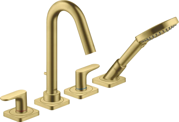 Axor Citterio M 4-hole Rim-mounted Bath Mixer With Lever Handles And Escutcheons Brushed Brass