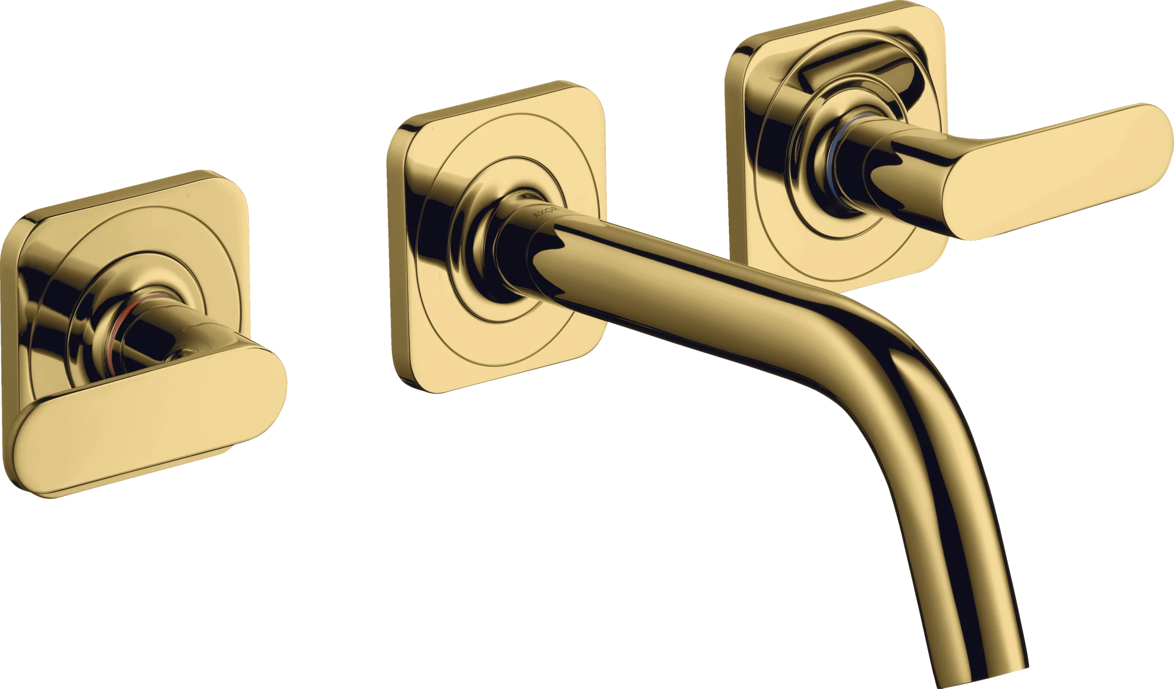 Axor Citterio M 3-hole Basin Mixer For Concealed Installation Wall-mounted With Spout 166 Mm, Lever Handles And Escutcheons Gold Polished