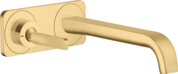 Axor Citterio E Single Lever Basin Mixer Wall-mounted With Pin Handle, Spout 221 Mm And Plate Gold Brushed
