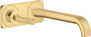 Axor Citterio E Single Lever Basin Mixer Wall-mounted With Pin Handle, Spout 221 Mm And Plate Gold Brushed