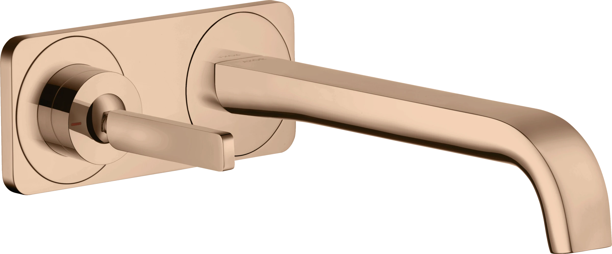 Axor Citterio E Single Lever Basin Mixer Wall-mounted With Pin Handle, Spout 221 Mm And Plate Polished Red Gold