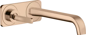 Axor Citterio E Single Lever Basin Mixer Wall-mounted With Pin Handle, Spout 221 Mm And Plate Polished Red Gold