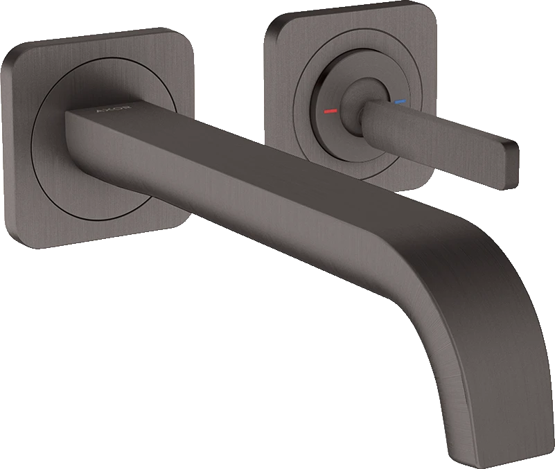 Axor Citterio E Single Lever Basin Mixer Wall-mounted With Pin Handle, Spout 221 Mm And Escutcheons Brushed Black Chrome