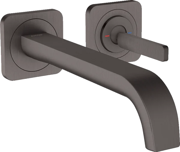 Axor Citterio E Single Lever Basin Mixer Wall-mounted With Pin Handle, Spout 221 Mm And Escutcheons Brushed Black Chrome