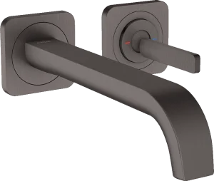 Axor Citterio E Single Lever Basin Mixer Wall-mounted With Pin Handle, Spout 221 Mm And Escutcheons Brushed Black Chrome