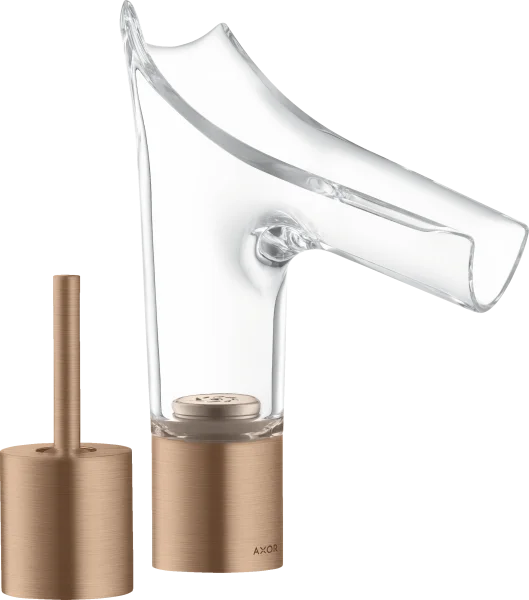 Axor Starck V 2-hole Basin Mixer 110 With Glass Spout Without Waste Brushed Red Gold