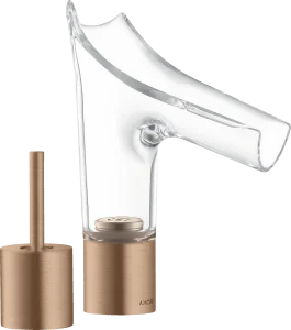 Axor Starck V 2-hole Basin Mixer 110 With Glass Spout Without Waste Brushed Red Gold