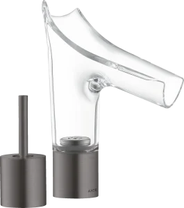 Axor Starck V 2-hole Basin Mixer 110 With Glass Spout Without Waste Brushed Black Chrome