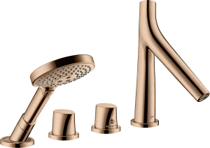 Axor Starck Organic 4-hole Tile Mounted Thermostatic Bath Mixer Polished Red Gold