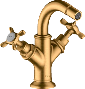 Axor Montreux 2-handle Bidet Mixer With Cross Handles And Pop-up Waste Gold Brushed