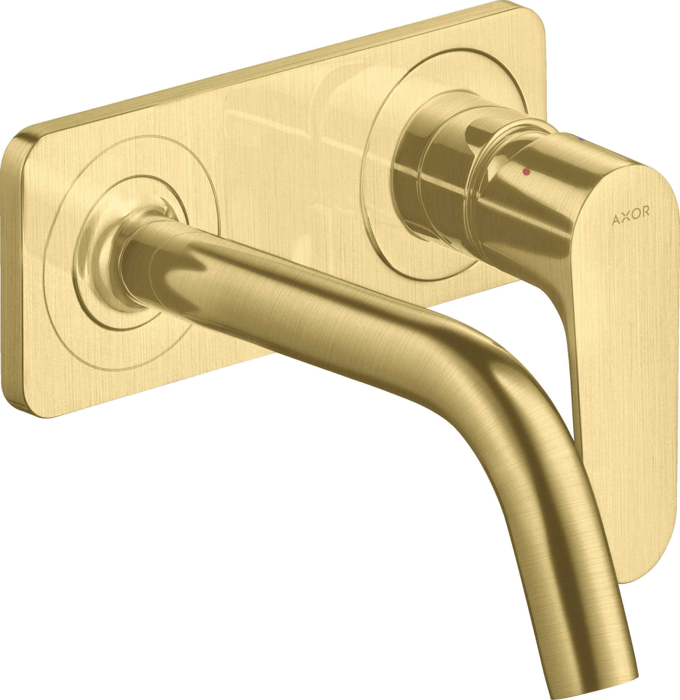 Axor Citterio M Single Lever Basin Mixer For Concealed Installation Wall-mounted With Spout 167 Mm And Plate Brushed Brass
