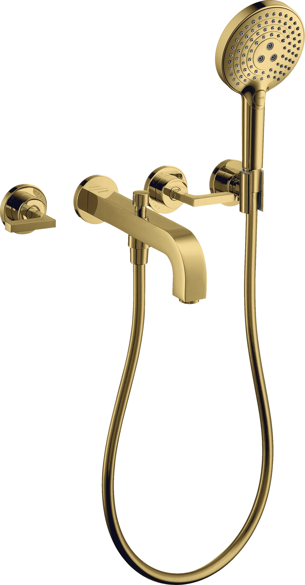 Axor Citterio 3-hole Bath Mixer For Concealed Installation Wall-mounted With Lever Handles And Escutcheons Gold Polished