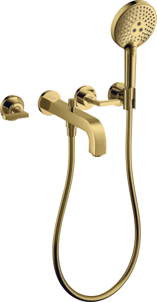 Axor Citterio 3-hole Bath Mixer For Concealed Installation Wall-mounted With Lever Handles And Escutcheons Gold Polished