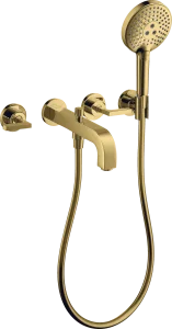 Axor Citterio 3-hole Bath Mixer For Concealed Installation Wall-mounted With Lever Handles And Escutcheons Gold Polished