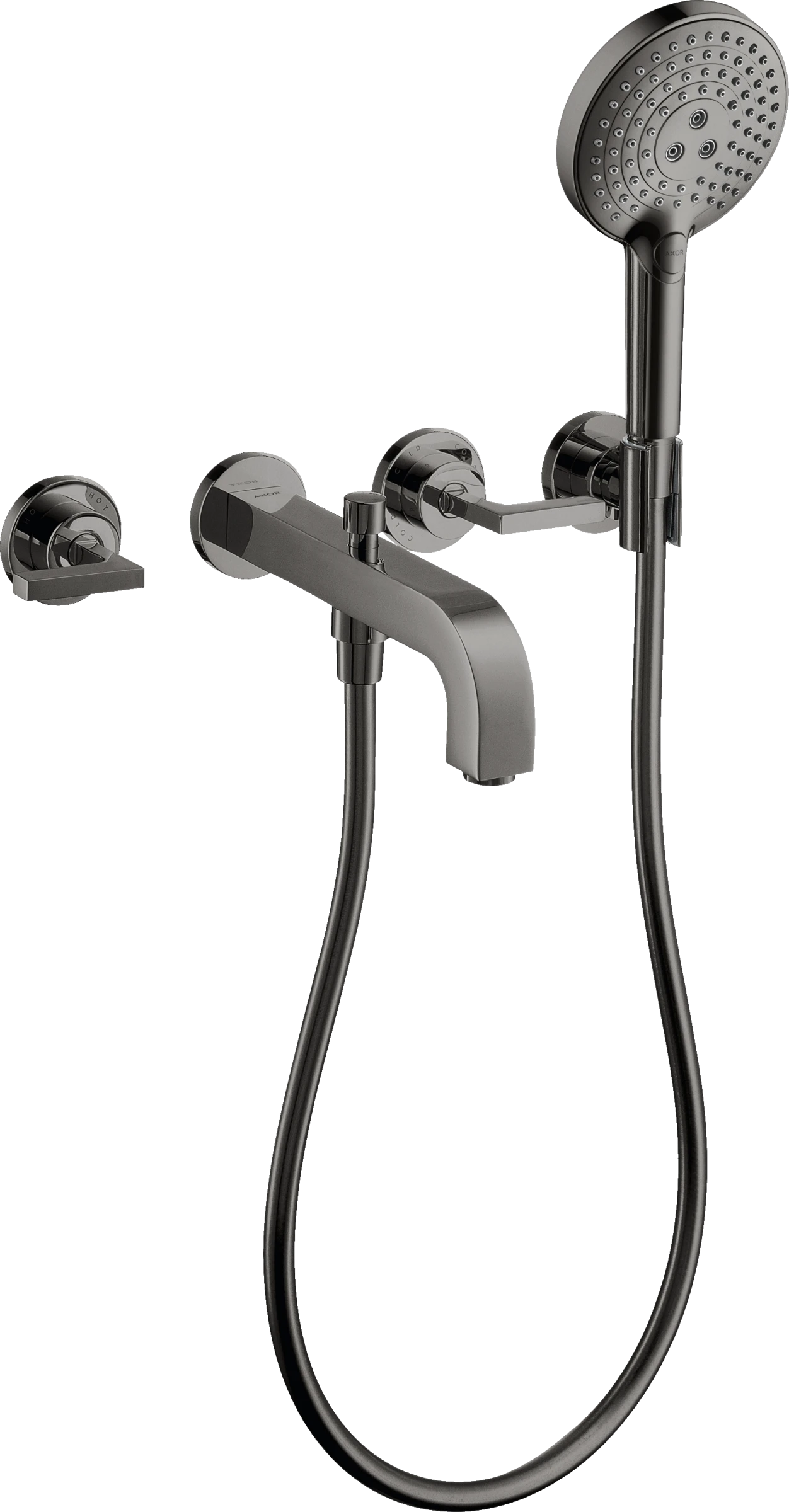 Axor Citterio 3-hole Bath Mixer For Concealed Installation Wall-mounted With Lever Handles And Escutcheons Polished Black Chrome