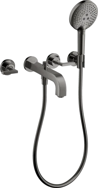Axor Citterio 3-hole Bath Mixer For Concealed Installation Wall-mounted With Lever Handles And Escutcheons Polished Black Chrome