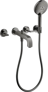 Axor Citterio 3-hole Bath Mixer For Concealed Installation Wall-mounted With Lever Handles And Escutcheons Polished Black Chrome