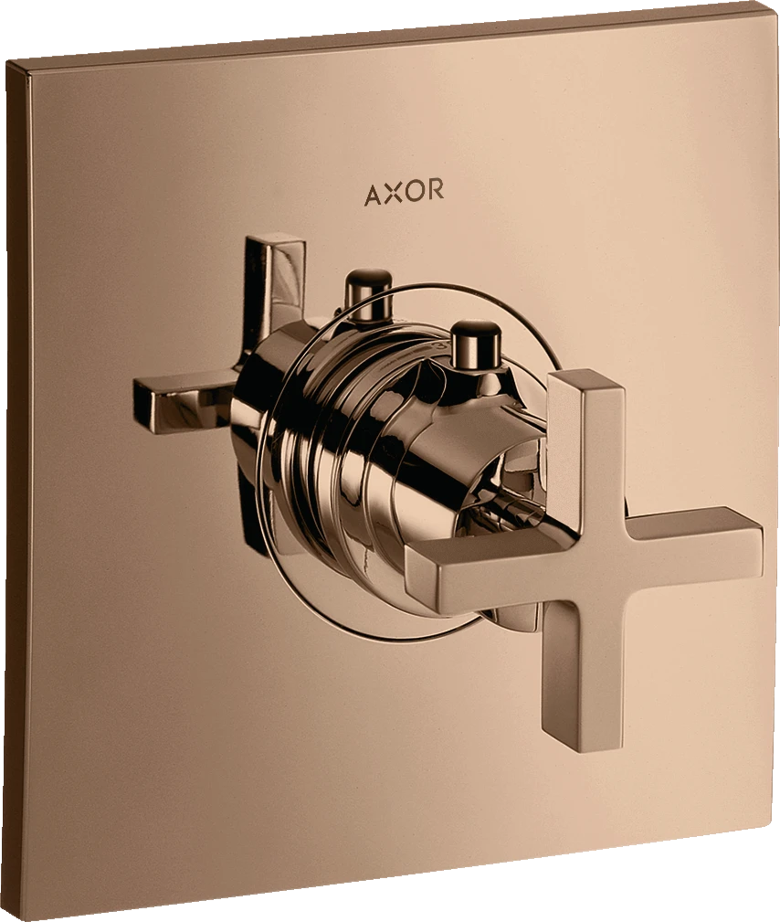 Axor Citterio Thermostatic Mixer Highflow For Concealed Installation With Cross Handle Polished Red Gold